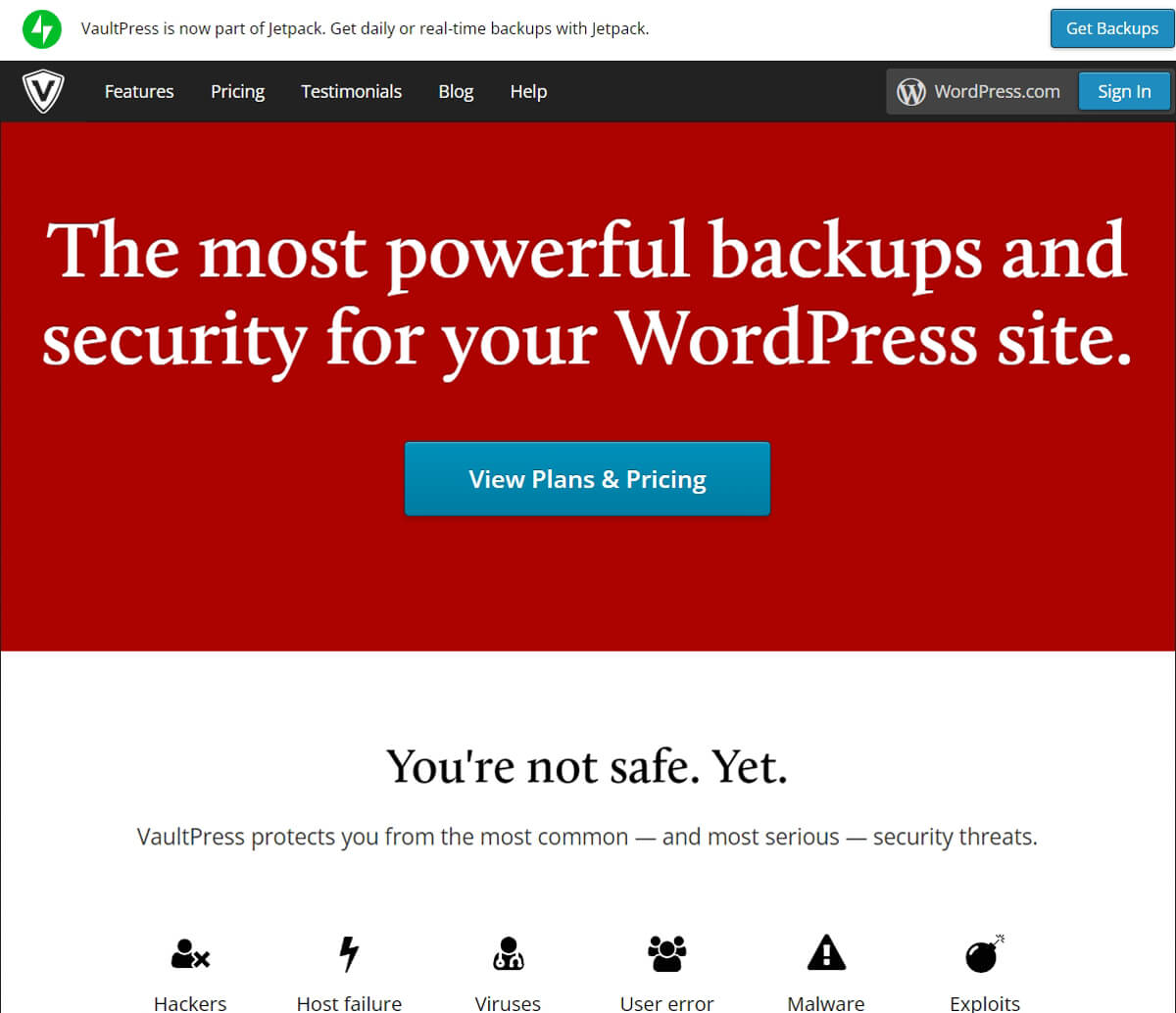 The most powerful backups and security for your WordPress site.