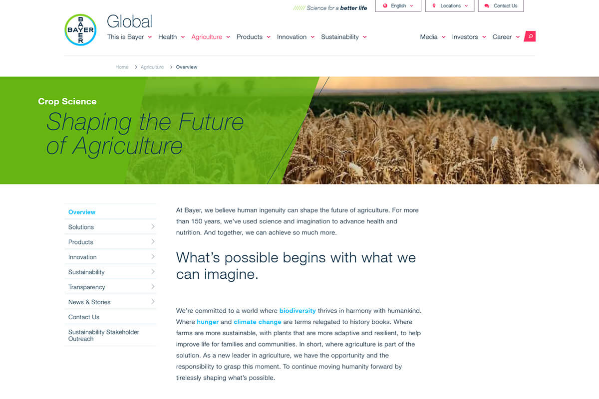 Bayer Crop Science Web page