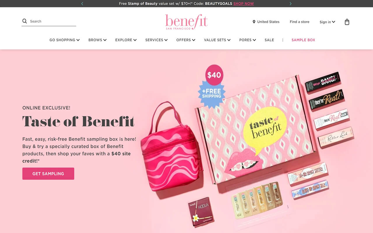 Benefit Cosmetics Website