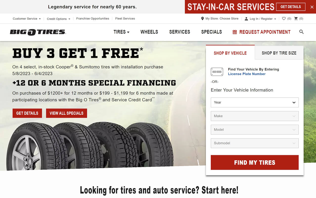 Big O Tires Website