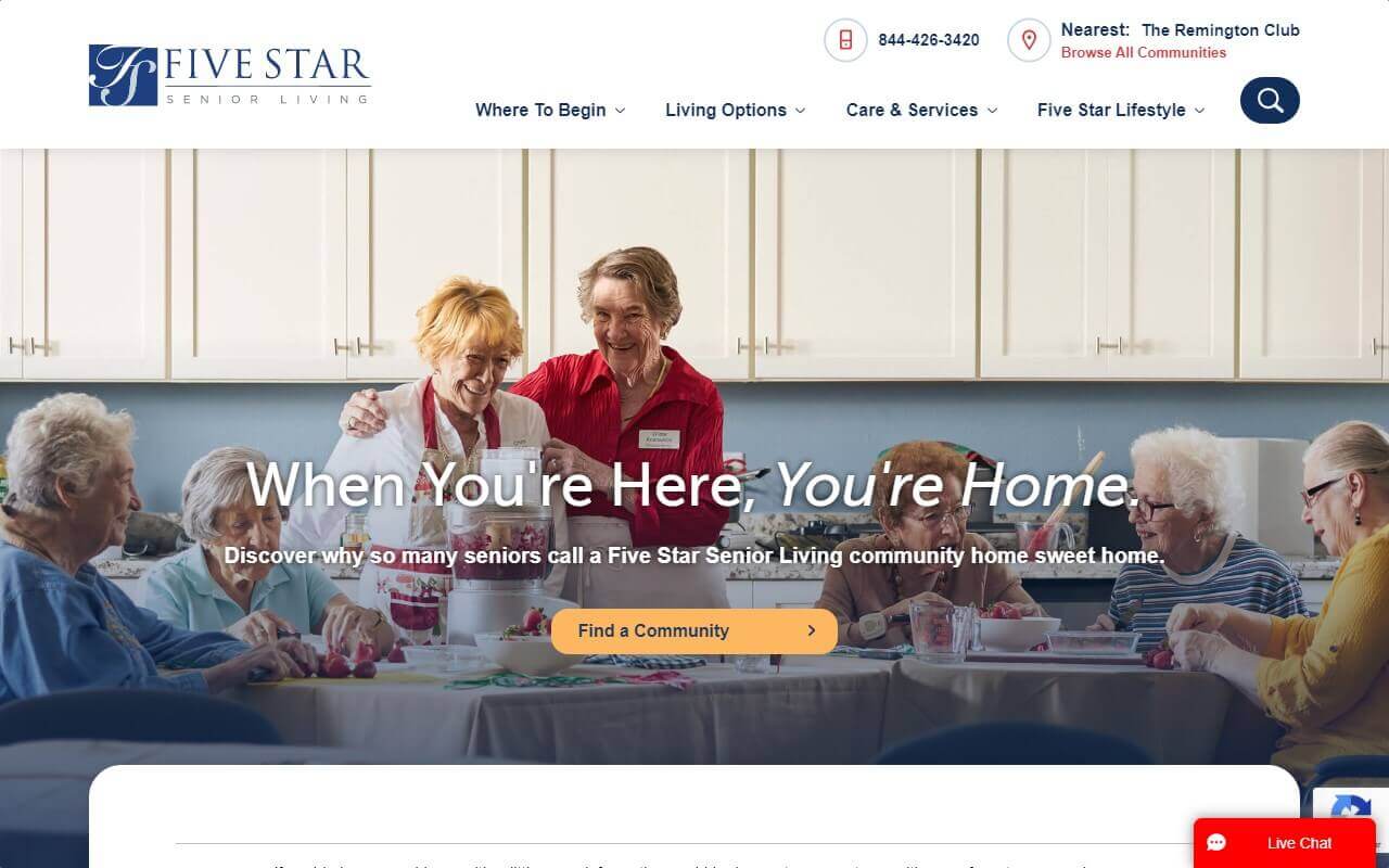 Five Star Senior Living Website