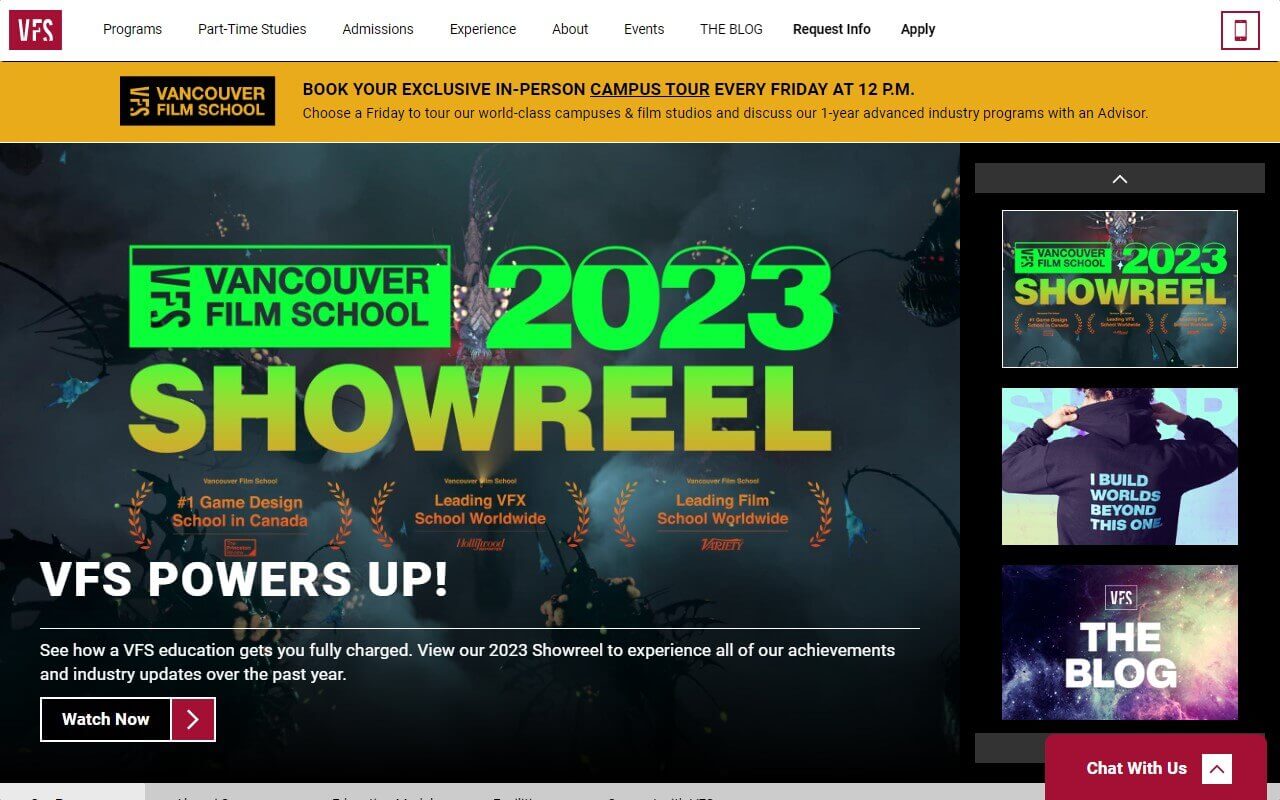 Vancouver Film School Website