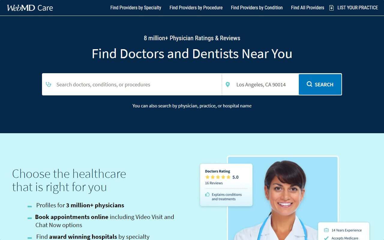 WebMD Physician Directory Website