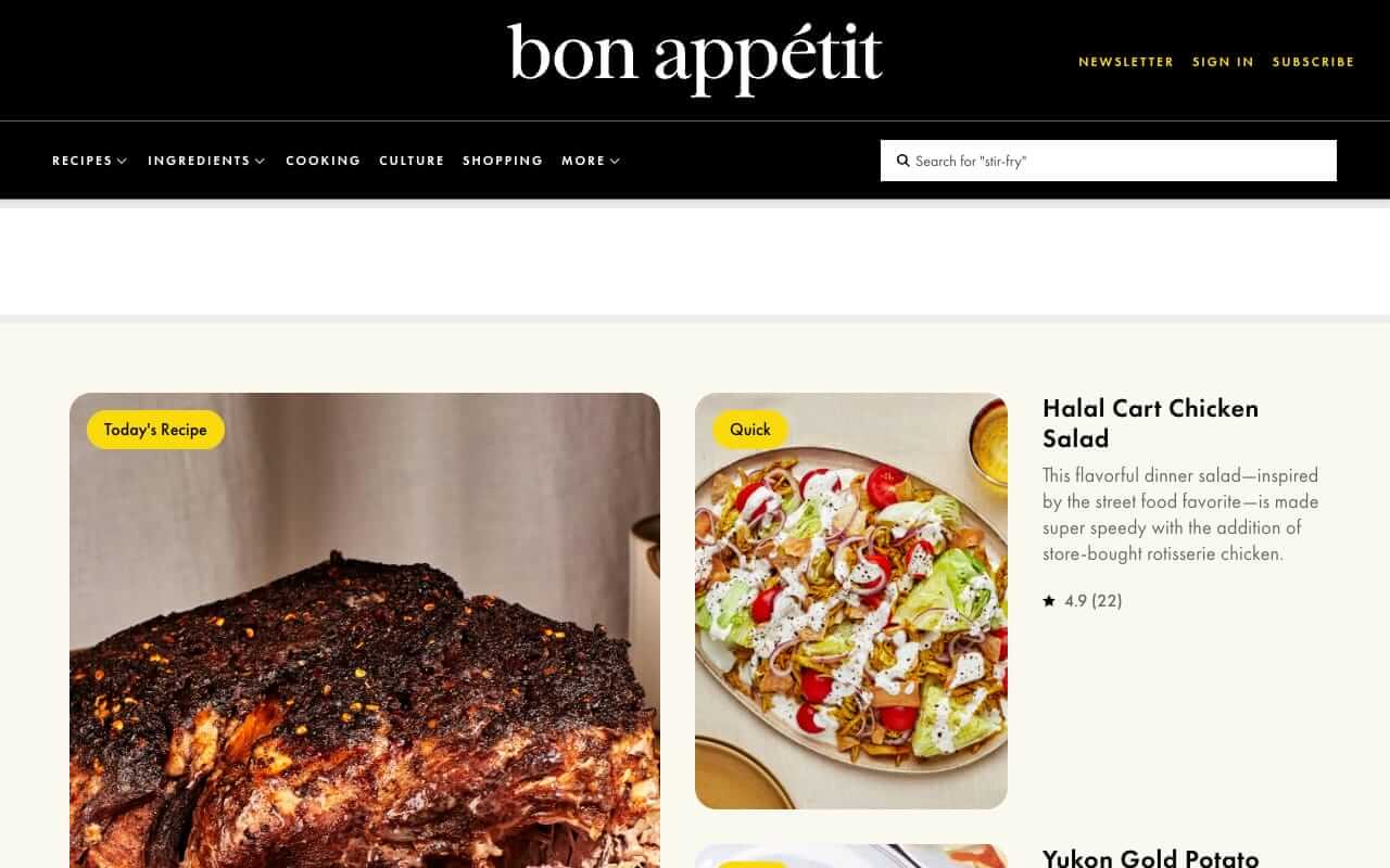 Bon Appétit Website