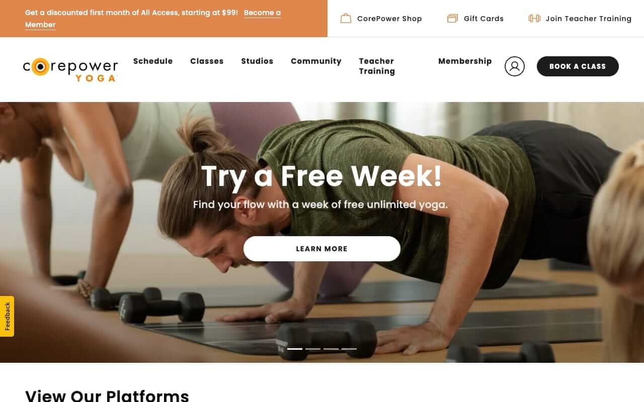 CorePower Yoga Website