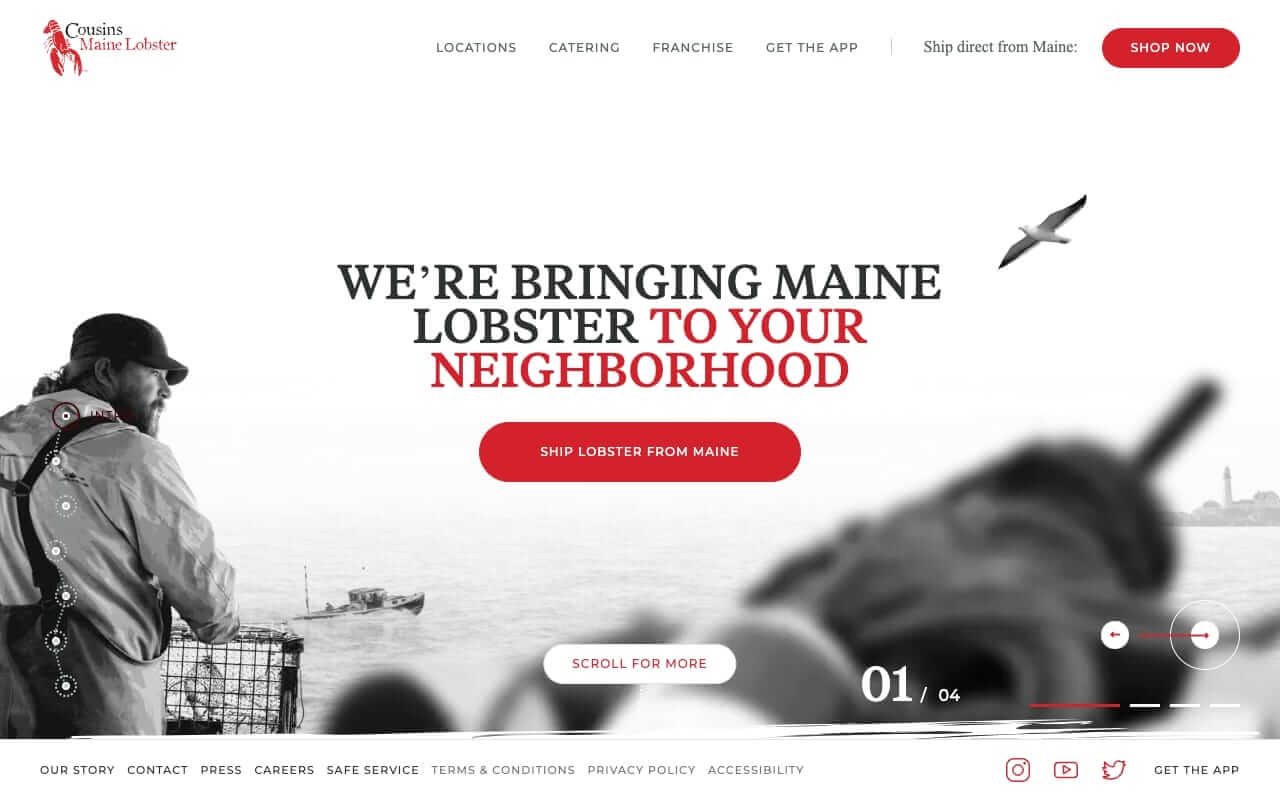 Cousins Maine Lobster Website