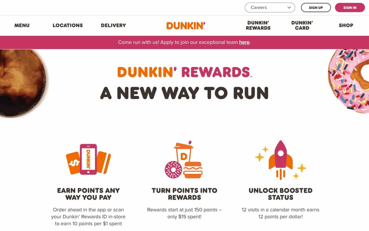 Dunkin Website