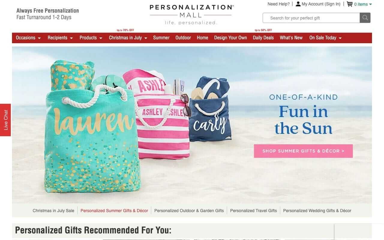 Personalization Mall Website